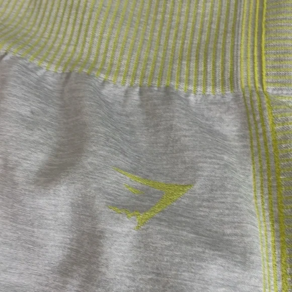 Gymshark womens crop leggings gray and lime green/yellow with contour stitching - Picture 3 of 9